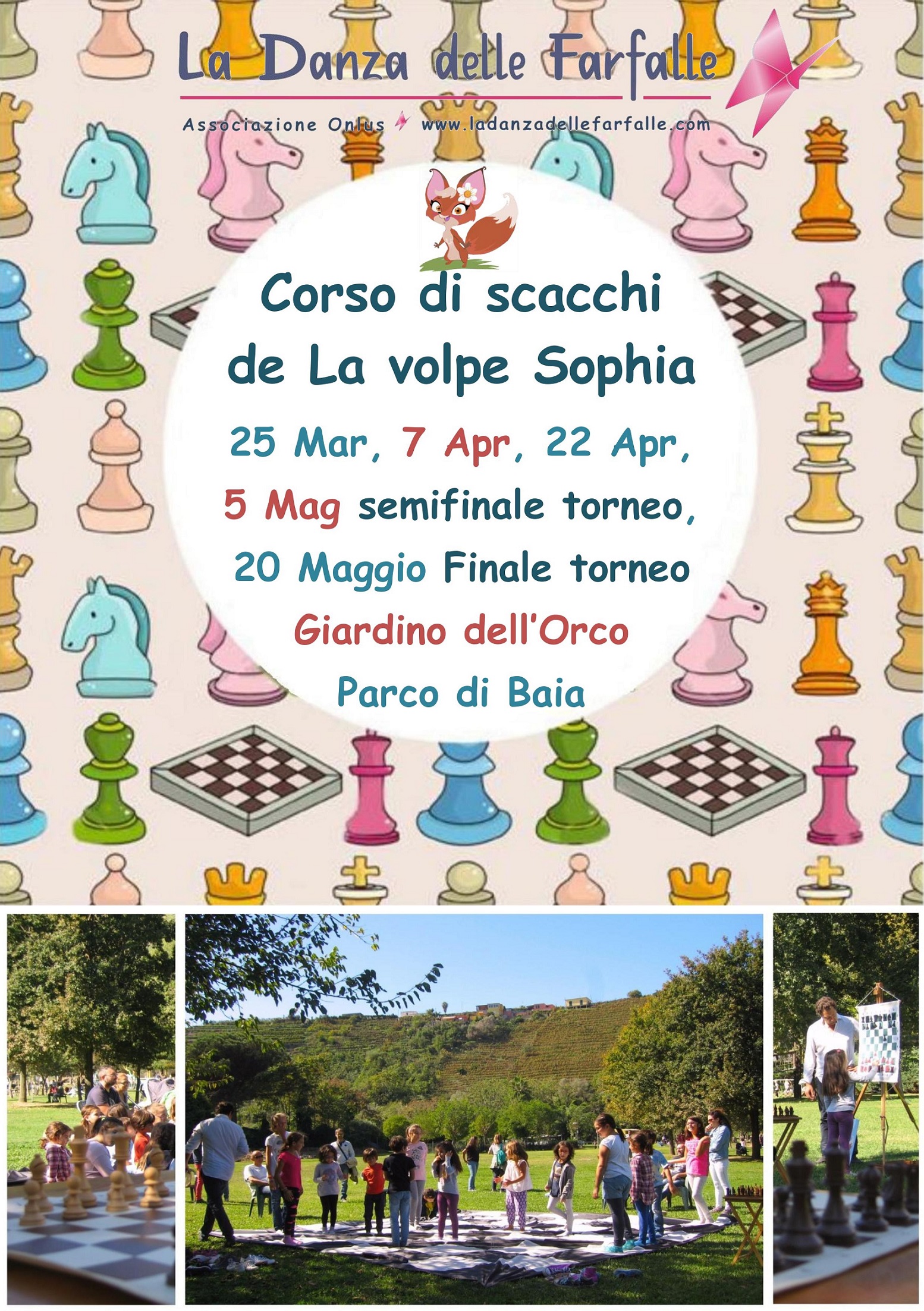 Corso di scacchi La volpe Sophia Parco di Baia locandina 2018 aggiornata Marzo sito