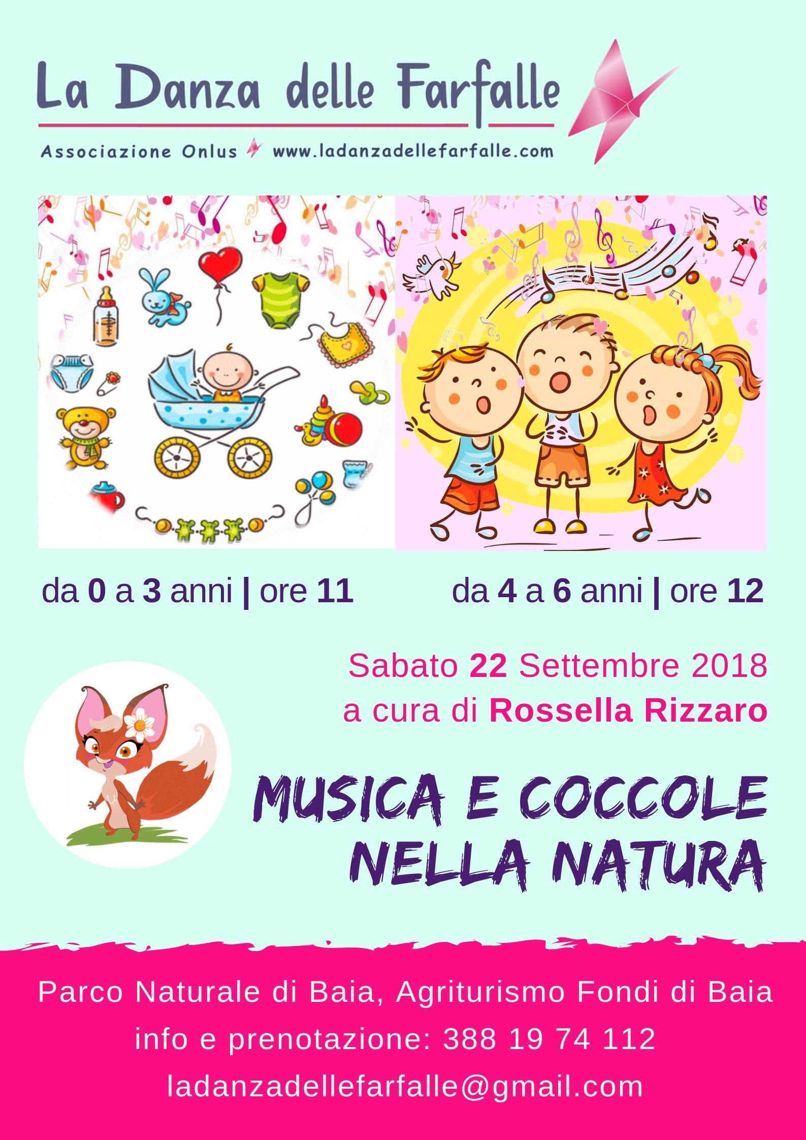 Evento Musica e Coccole nella Natura Rossella Rizzaro Ass La Danza delle Farfalle Onlus 22 Settembre 2018 sito