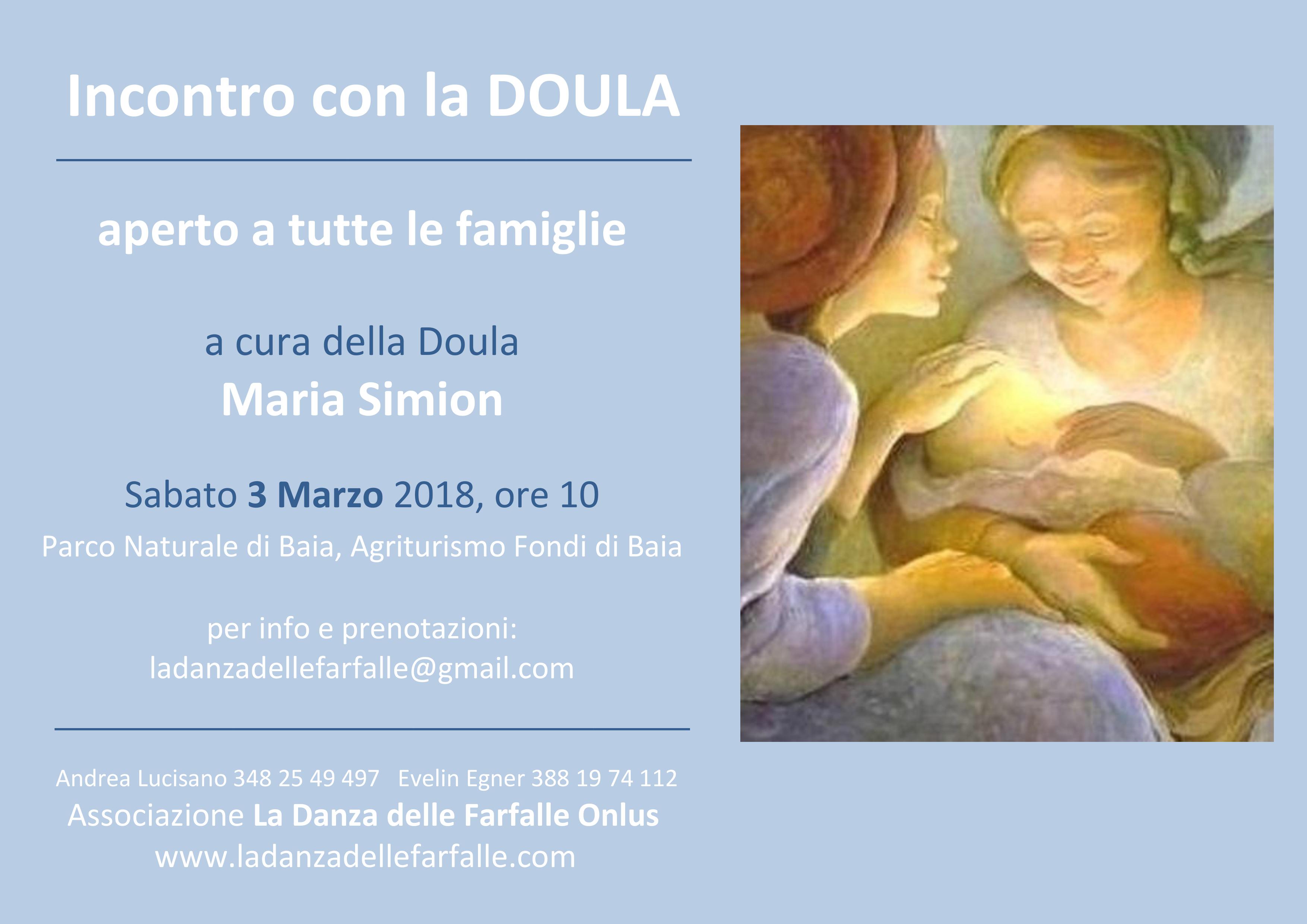 Evento incontro con la DOULA Maria Simion Ass La Danza delle Farfalle Onlus 3 Marzo 2018