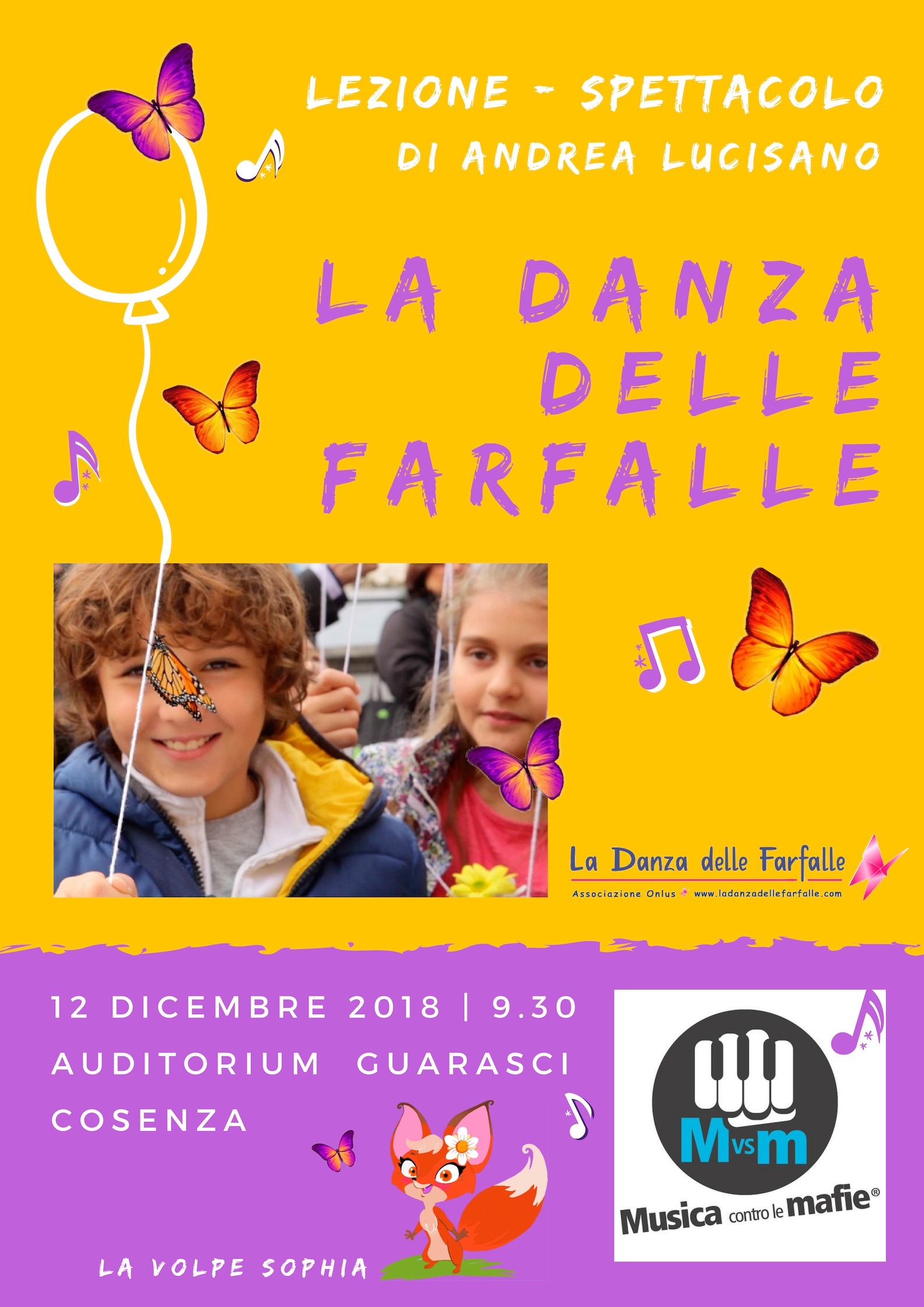 Locandina evento La Danza delle Farfalle Andrea Lucisano Musica contro le Mafie 2018   sito