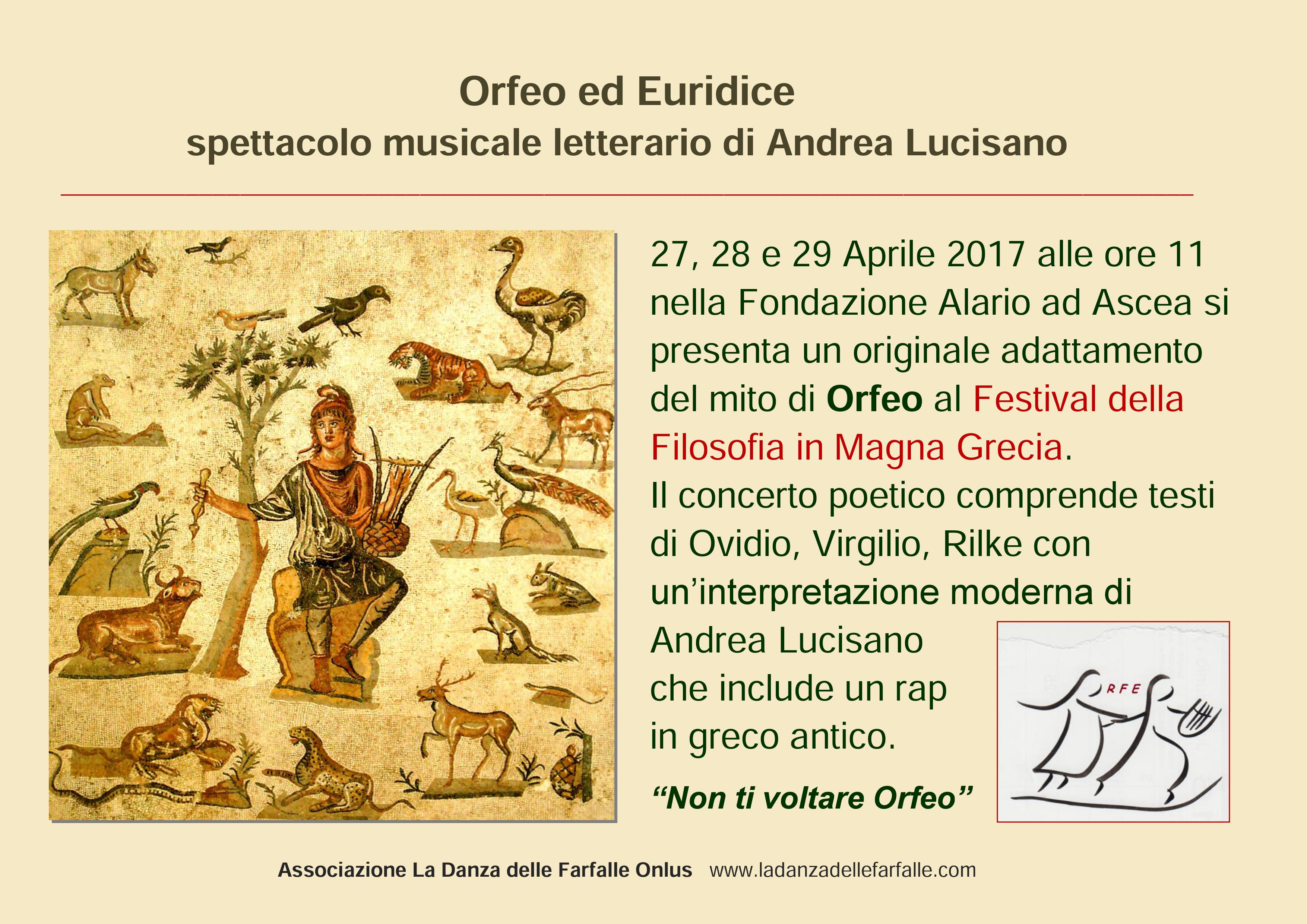 Orfeo ed Euridice Spettacolo di Andrea Lucisano Aprile 2017