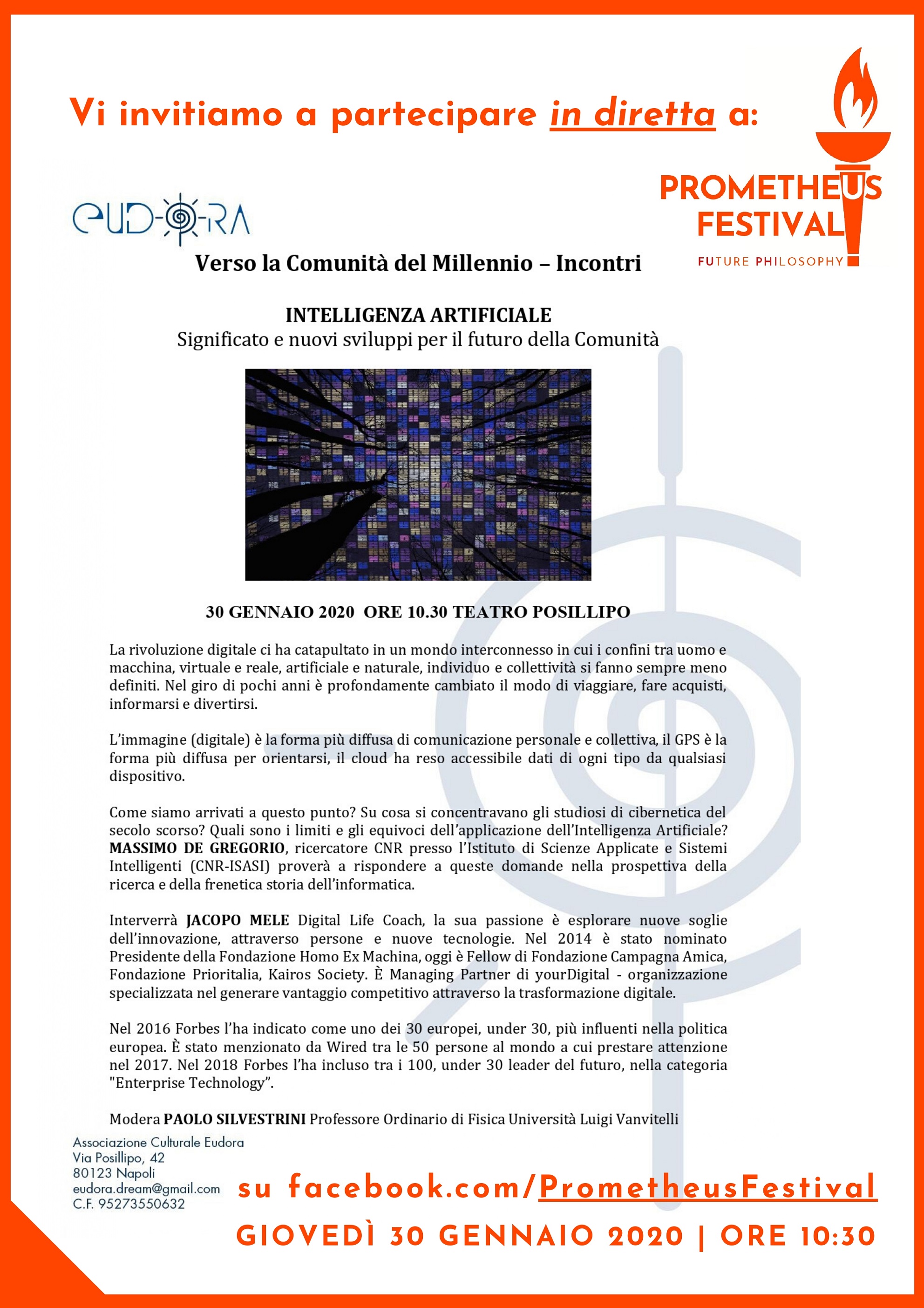 PROMETHEUS FESTIVAL Conferenza Intelligenza Artificiale 30 Gen 2020 sito