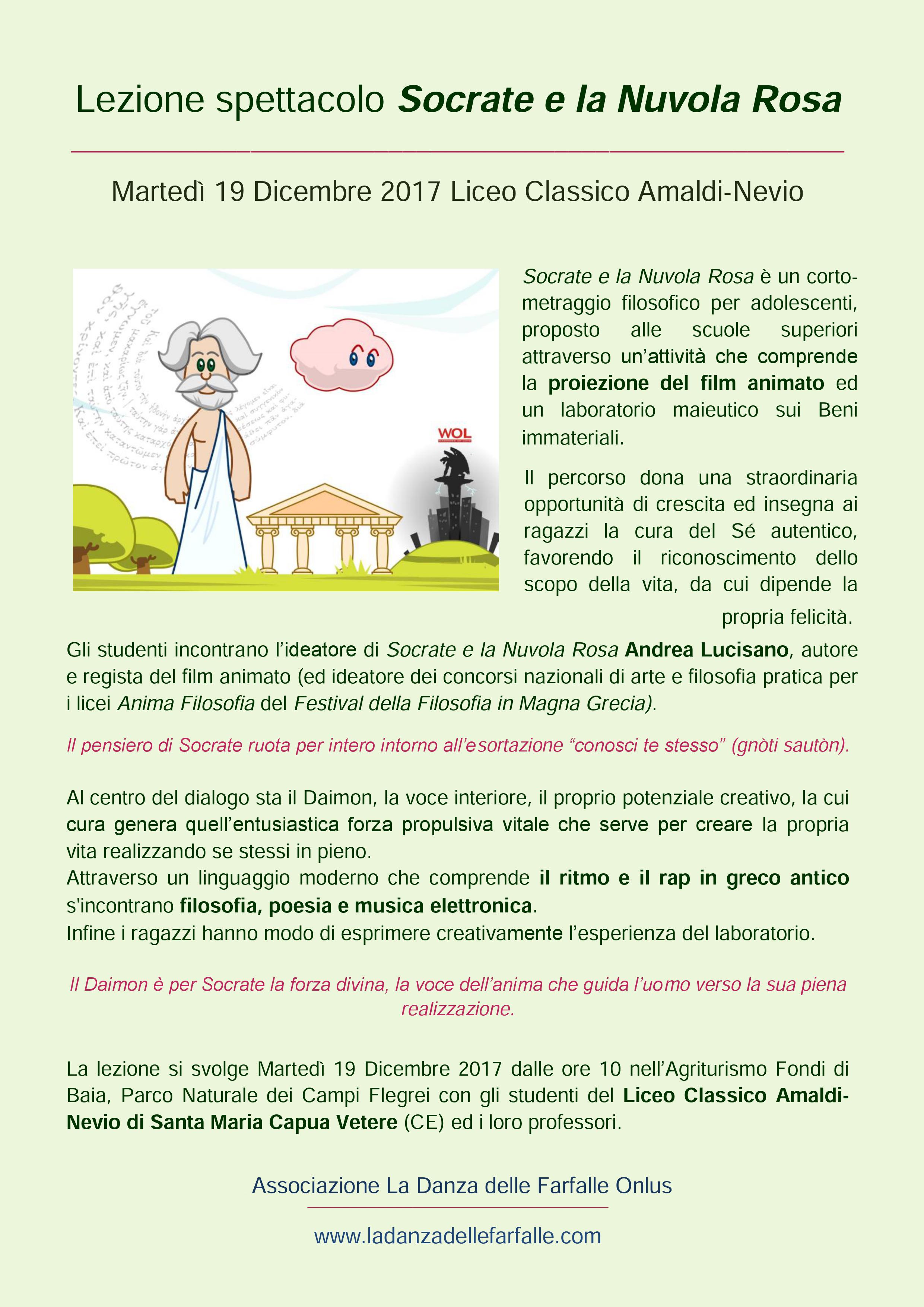 Socrate e la Nuvola Rosa Laboratorio di Filosofia pratica comunicato stampa Liceo Classico Amaldi-Nevio CE
