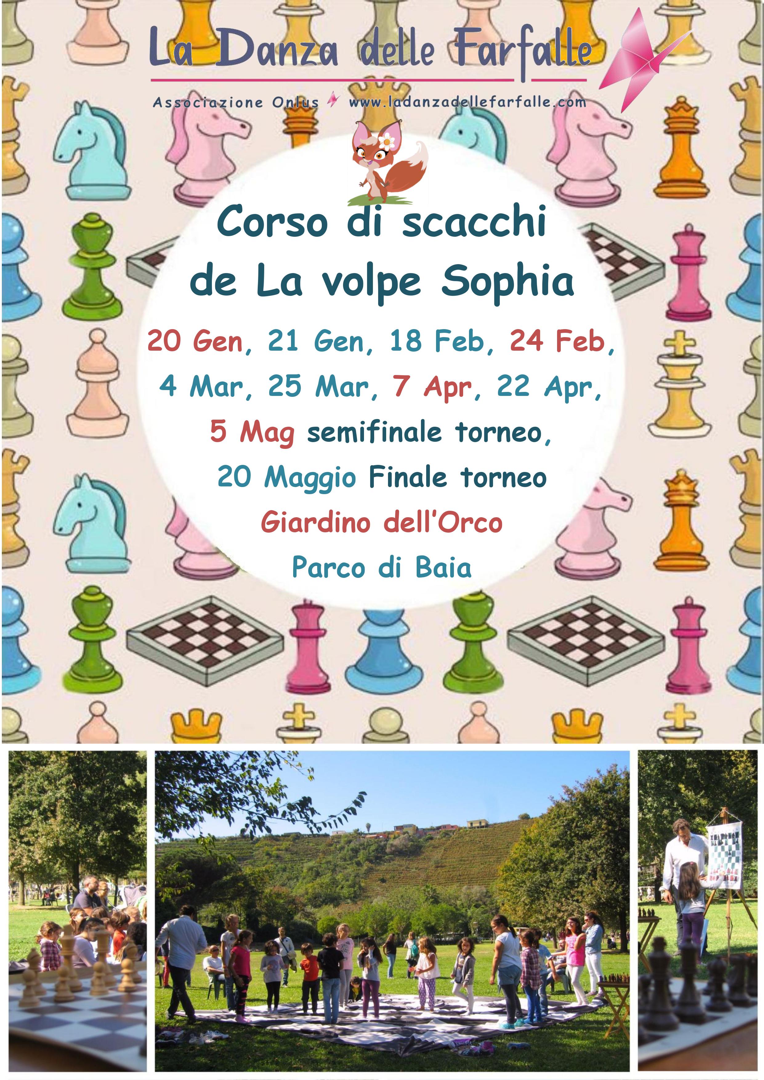 Corso di scacchi La volpe Sophia Parco di Baia locandina 2018