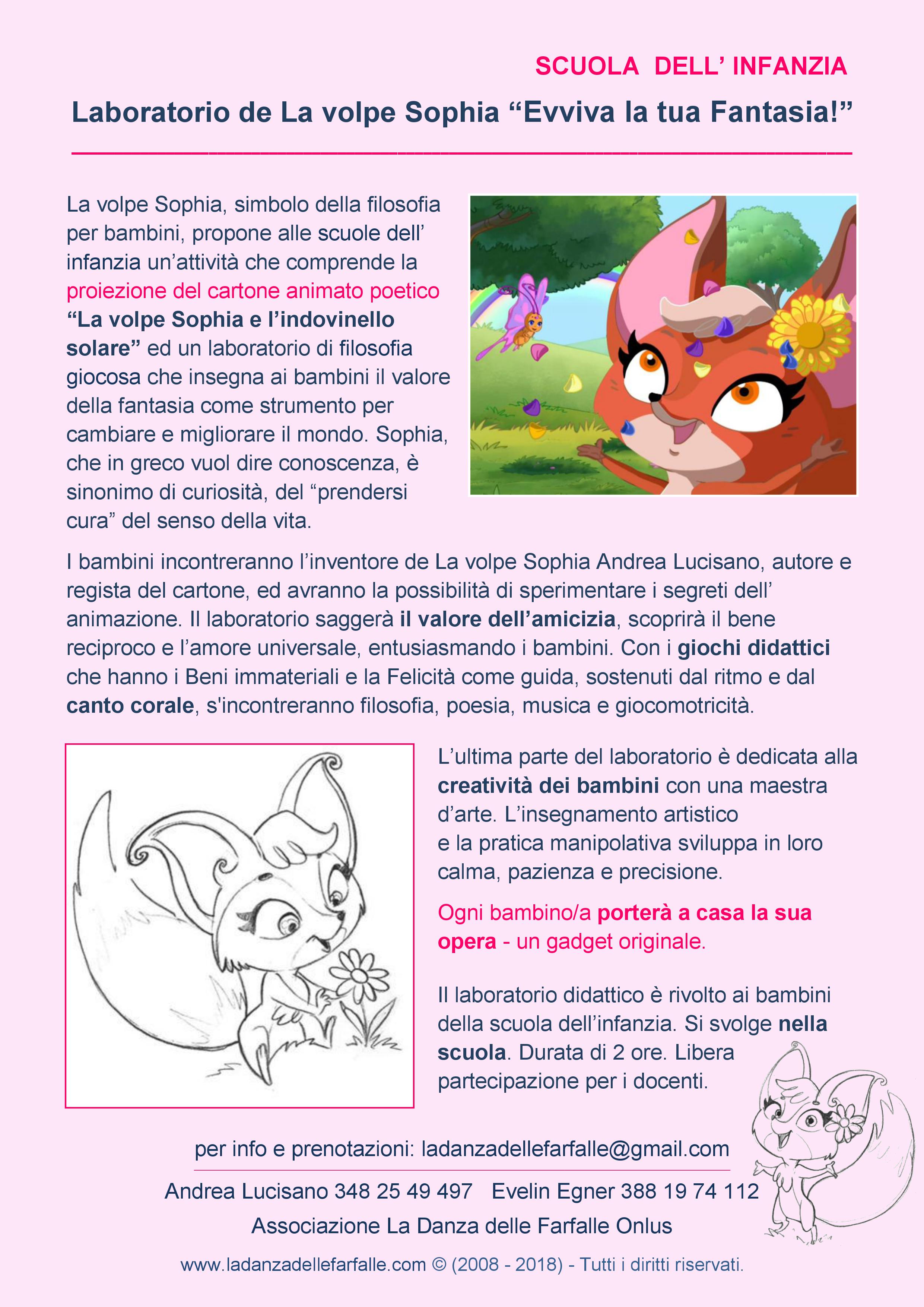 La volpe Sophia presentazione laboratorio con proiezione nella scuola dell infanzia primaria secondaria di primo grado 2018.output 1