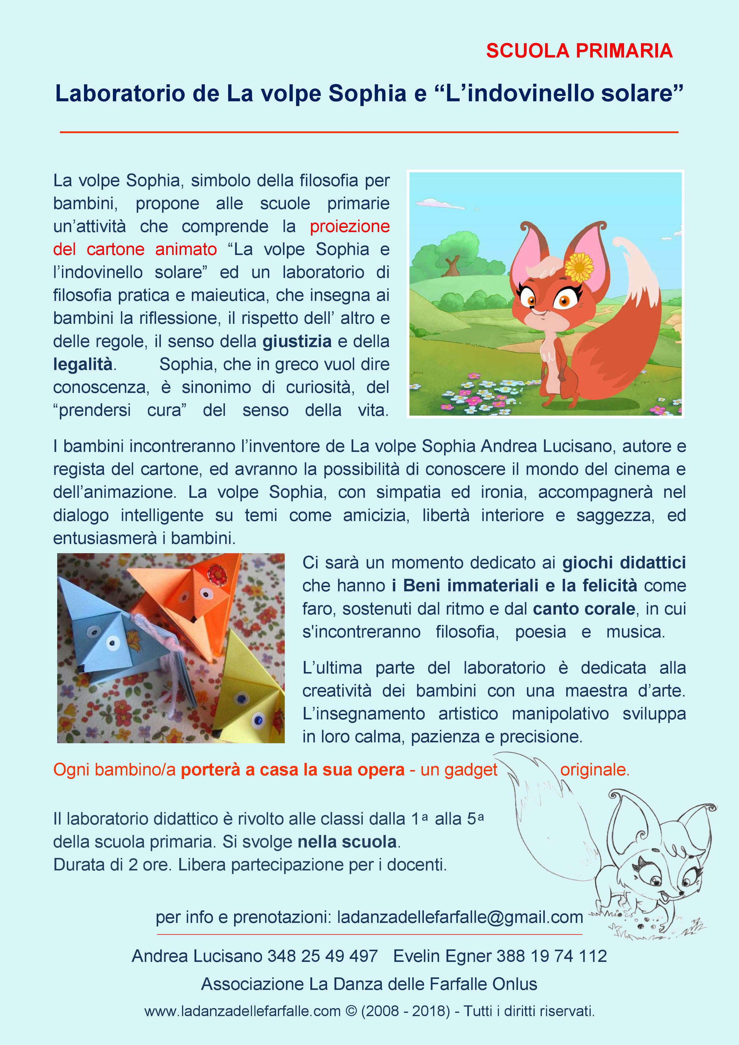 La volpe Sophia presentazione laboratorio con proiezione nella scuola dell infanzia primaria secondaria di primo grado 2018.output 2