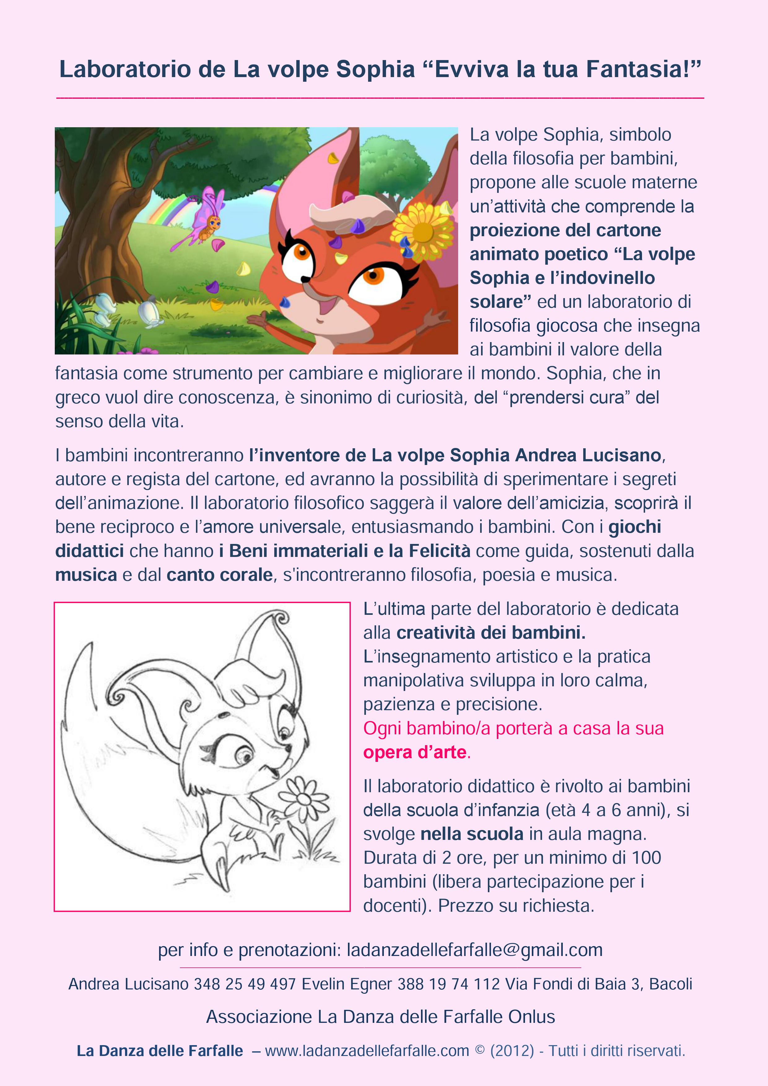 La volpe Sophia presentazione proiezione e laboratorio nella scuola di infanzia pubblico pagina 1