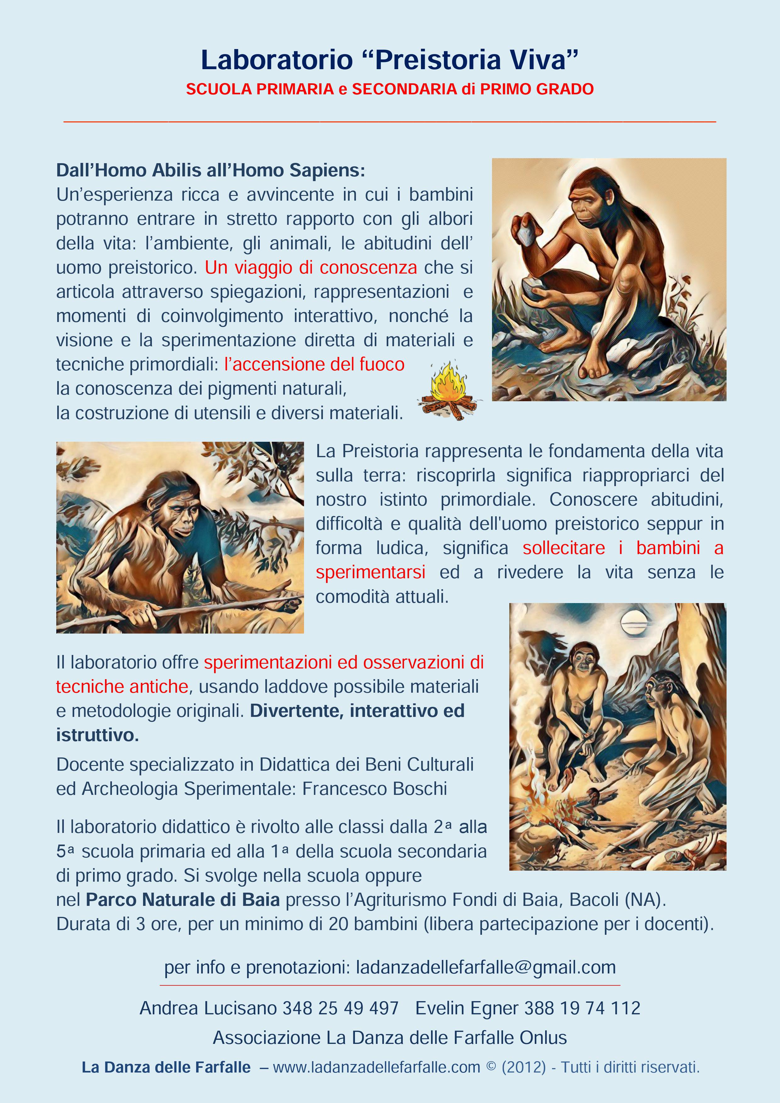 Laboratorio Preistoria Viva Ass La Danza delle Farfalle Onlus scuola primaria