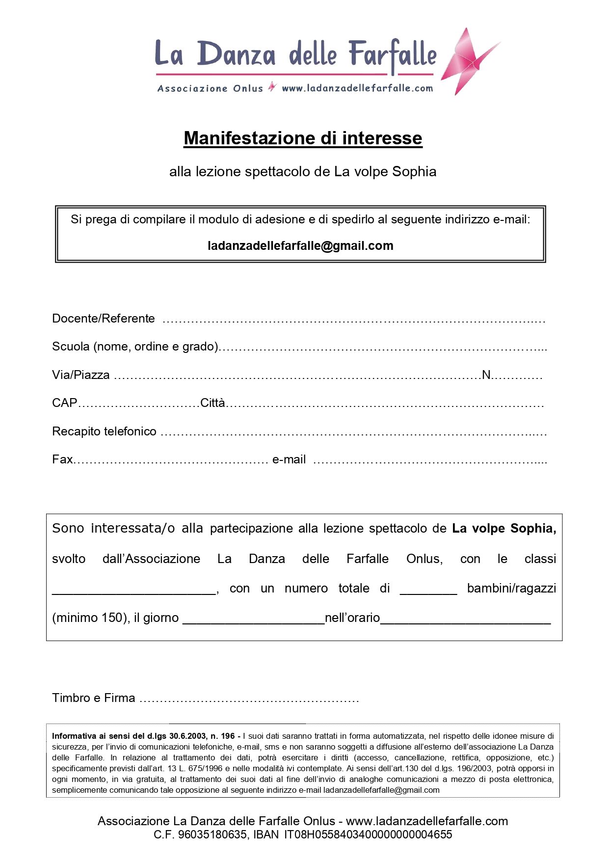 Modulo manifestazione di interesse alla lezione spettacolo La volpe Sophia dell ass. La Danza delle Farfalle Onlus page-0001 1